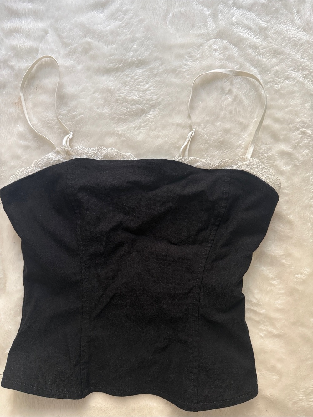 wild fable Black Corset top  with White Lace Accent